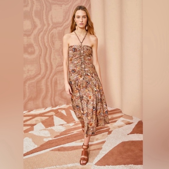 NWT Ulla Johnson Wheat Flower Marcella Midi Halter Dress Sz 10 $590 - Picture 7 of 11